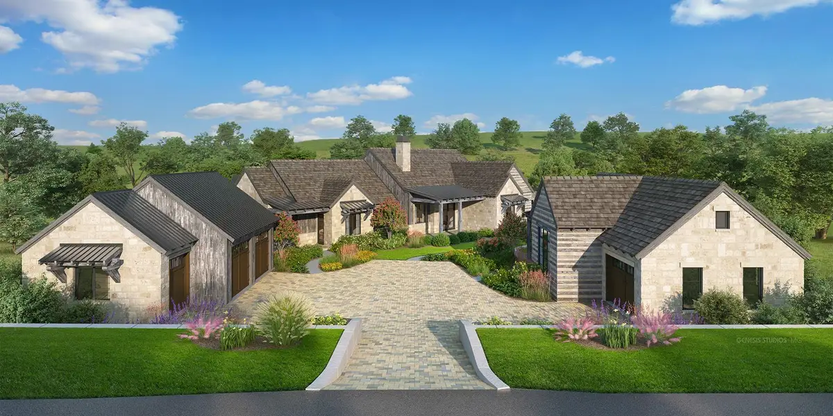 Front exterior of a new home in , Fredericksburg, TX, highlighting curb appeal (Image 1).