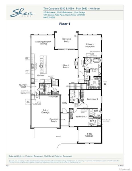 2D floor plan layout of this home in Retreat at The Canyons, Castle Pines, CO (Image 4).