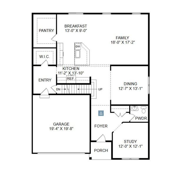 2D floor plan layout for the Covington by Keystone Custom Homes in Windermere Farms, Waxhaw, NC (Image 5).
