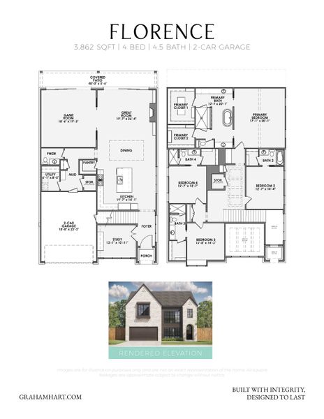 2D floor plan layout for the Florence by Graham Hart Home Builder in Dove Station Luxury Series, Grapevine, TX (Image 2). 2D floor plan layout for the Florence by Graham Hart Home Builder in Dove Station Luxury Series, Grapevine, TX (Image 2).