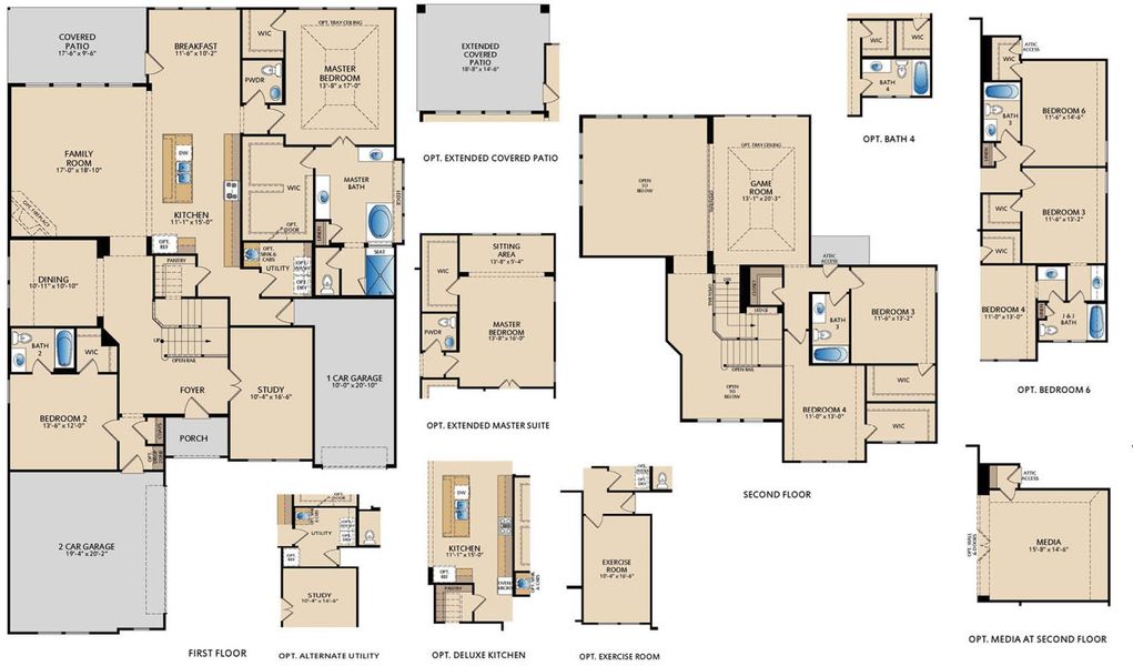 2D floor plan layout for the Bingham II by Pacesetter Homes in Nelson Lake, Rockwall, TX (Image 3).