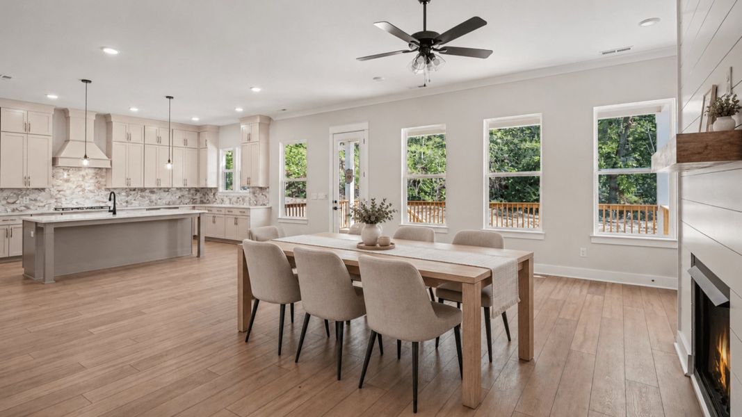Visually staged living area used as a dining area Visually staged living area used as a dining area