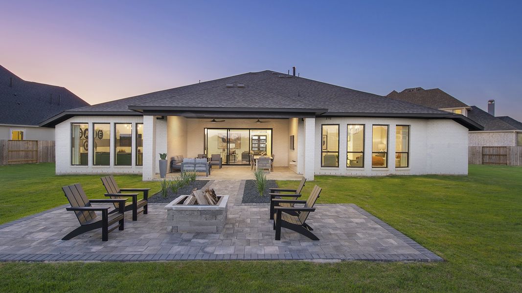 Representative exterior details of a home built from the 3478W by Perry Homes in Lakes of Cane Island, Katy (Image 3).