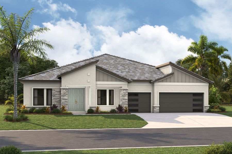 Representative exterior photo of a completed home built from the Cedar Key I by Homes by WestBay in Two Rivers, Zephyrhills, FL (Image 6).