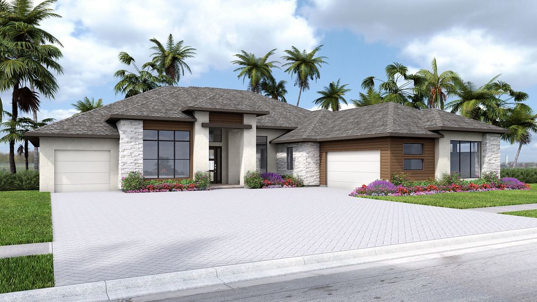 Representative exterior photo of a completed home built from the 3702F by Perry Homes in Star Farms at Lakewood Ranch, Bradenton, FL (Image 18).