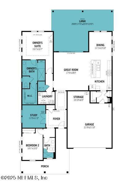 2D floor plan layout of this home in RiverTown - WaterSong, St. Johns, FL (Image 1).