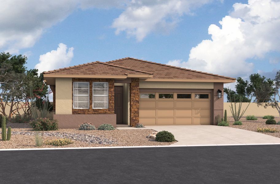 Representative exterior photo of a completed home built from the Shiloh by Beazer Homes in Highpointe at Northpointe, Peoria, AZ (Image 24).