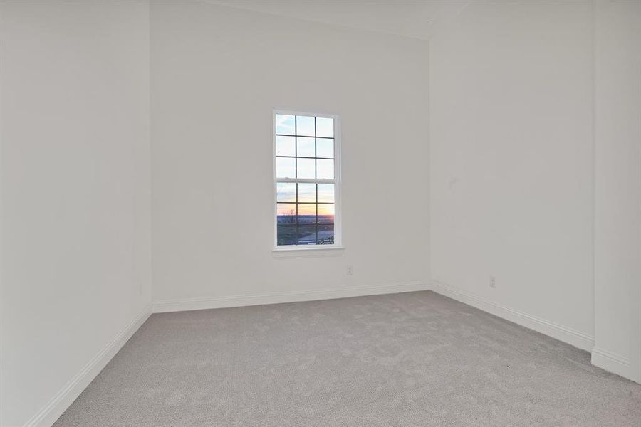 Bedroom with light carpet