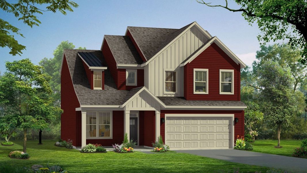Representative exterior photo of a completed home built from the Cameron by DRB Homes in Fox Hollow, Spartanburg, SC (Image 19). Representative exterior photo of a completed home built from the Cameron by DRB Homes in Fox Hollow, Spartanburg, SC (Image 19).