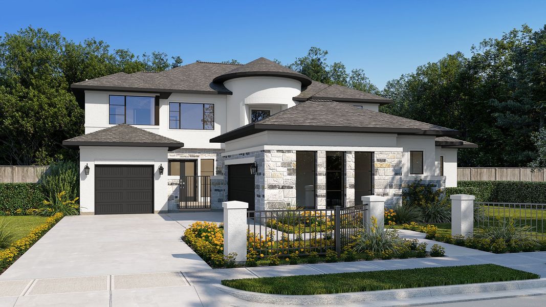 Representative exterior photo of a completed home built from the 4377S by Perry Homes in Santa Rita Ranch Tierra Rosa, Liberty Hill, TX (Image 3).