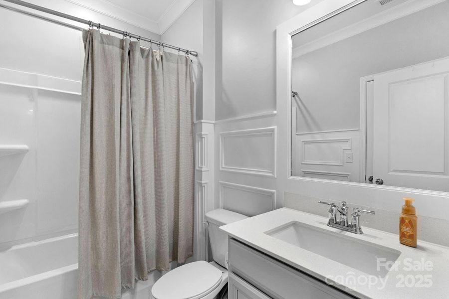 2nd floor bathroom with custom woodworking