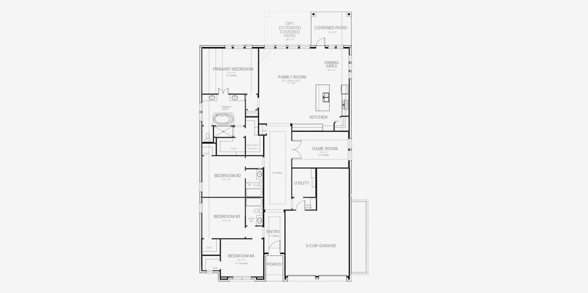 2D floor plan layout for the 2493W by Perry Homes in Mantua, Van Alstyne, TX (Image 3).