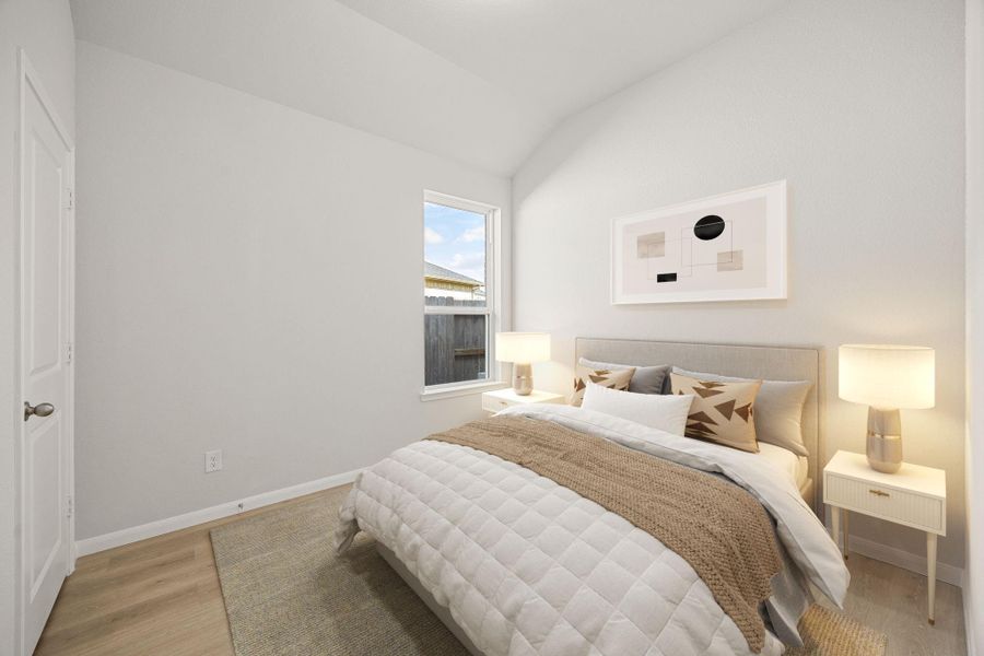 This well-appointed secondary bedroom features a clean, neutral palette and soft, wood-look flooring. The single window draws natural light, and a closet provides ample storage, making it a functional and cozy retreat. This well-appointed secondary bedroom features a clean, neutral palette and soft, wood-look flooring. The single window draws natural light, and a closet provides ample storage, making it a functional and cozy retreat.