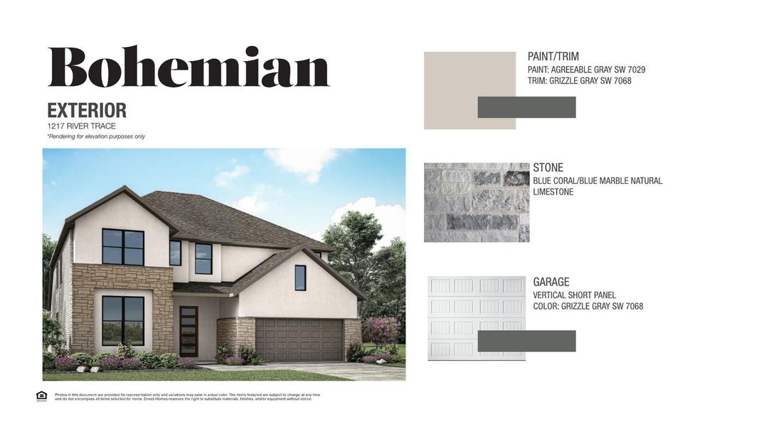 Sample of building materials used in homes in Wolf Ranch South Fork, Georgetown (Image 4).