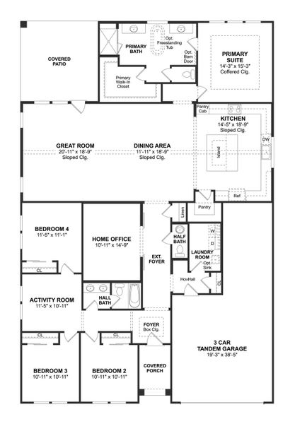 2D floor plan layout for the Frankfurt by K. Hovnanian® Homes in Timberbrook, Justin, TX (Image 5).