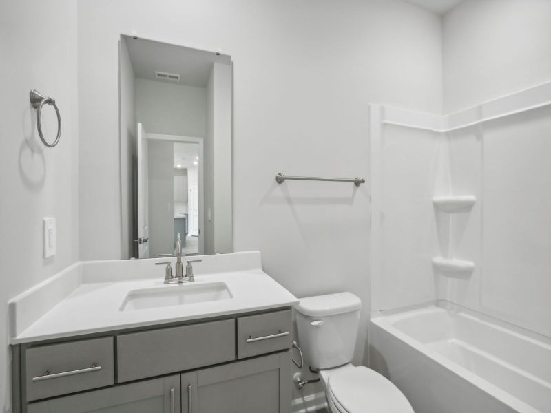 Secondary bathroom in the Chatham floorplan at 250 White Birch Lane in Angier, NC.