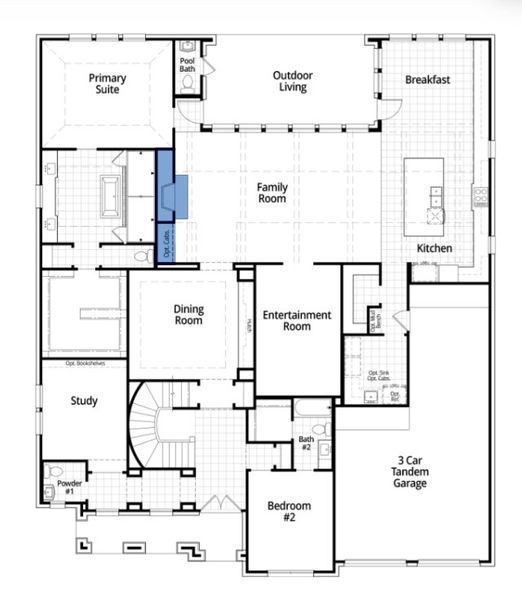 2D floor plan layout for the Altamura Plan by Highland Homes in The Parks at Wilson Creek: 74ft. lots, Celina, TX (Image 24).