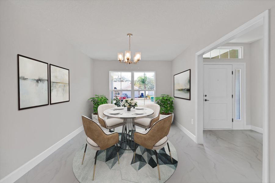 Virtually staged Dining Room