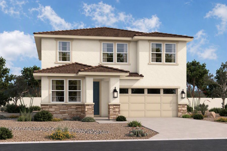 Representative exterior photo of a completed home built from the Pantano by Beazer Homes in Montana Vista - Highland, Buckeye, AZ (Image 2). Representative exterior photo of a completed home built from the Pantano by Beazer Homes in Montana Vista - Highland, Buckeye, AZ (Image 2).
