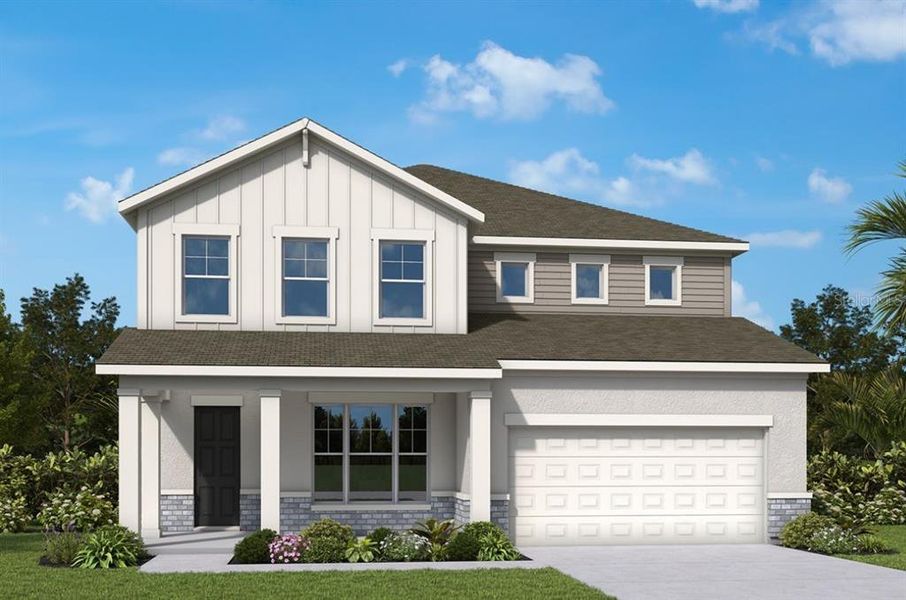 Front exterior of a new home in Lakeside at Satilla, St. Cloud, FL, highlighting curb appeal (Image 1). Front exterior of a new home in Lakeside at Satilla, St. Cloud, FL, highlighting curb appeal (Image 1).