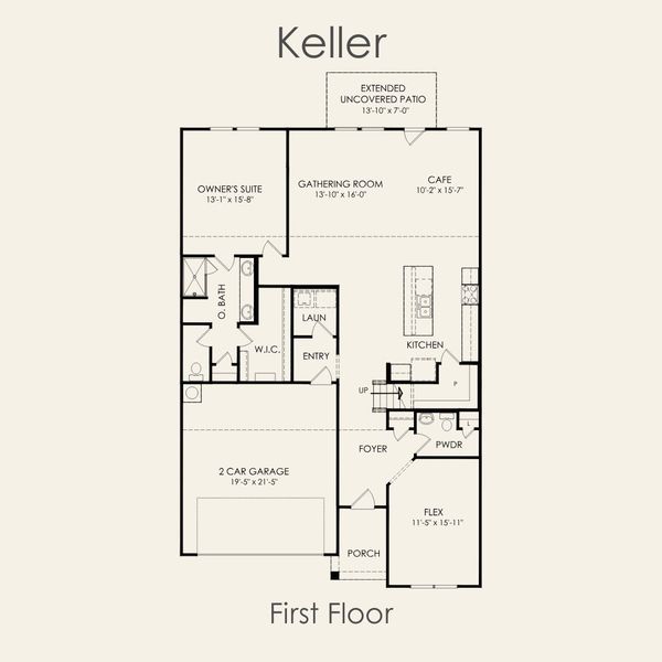2D floor plan layout for the Keller by Pulte Homes in Lagos, Manor, TX (Image 3). 2D floor plan layout for the Keller by Pulte Homes in Lagos, Manor, TX (Image 3).