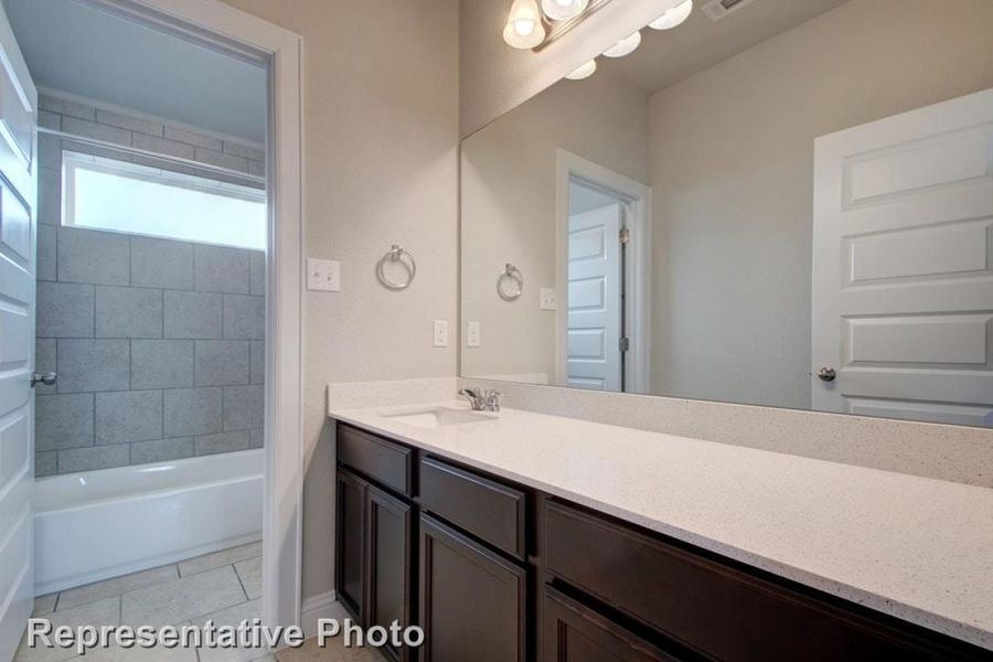 Representative furnished interior of a home built from the Clear Creek 1950 by Brohn Homes in Clear Creek, Round Rock (Image 9).