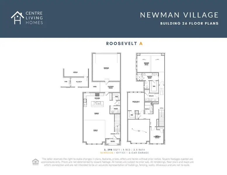 2D floor plan layout of this home in Newman Village Townhomes, Frisco, TX (Image 4).