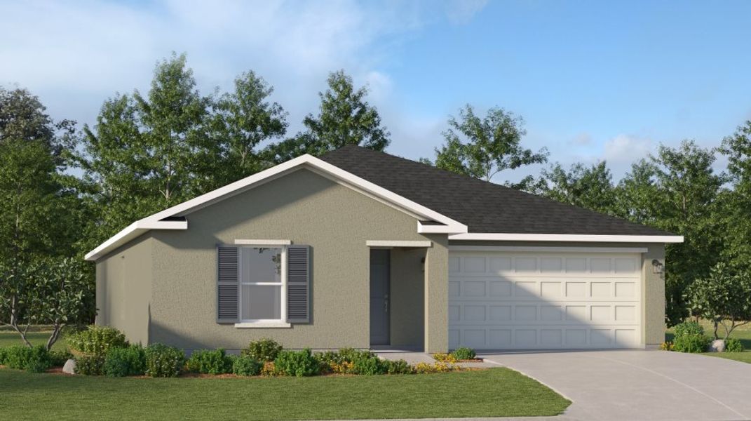 Front exterior of a new home in Maplewood Park, Lehigh Acres, FL, highlighting curb appeal (Image 1). Front exterior of a new home in Maplewood Park, Lehigh Acres, FL, highlighting curb appeal (Image 1).