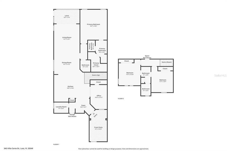 2D floor plan layout of this home in Villas Del Lago, Lutz, FL (Image 7).