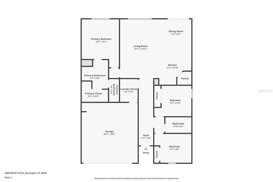 2D floor plan layout of this home in Deer Run at Crosswinds, Davenport, FL (Image 5).