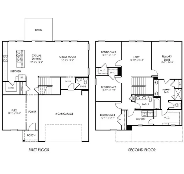 2D floor plan layout of this home in Creek Ridge - Signature Collection, Spartanburg, SC (Image 1). 2D floor plan layout of this home in Creek Ridge - Signature Collection, Spartanburg, SC (Image 1).