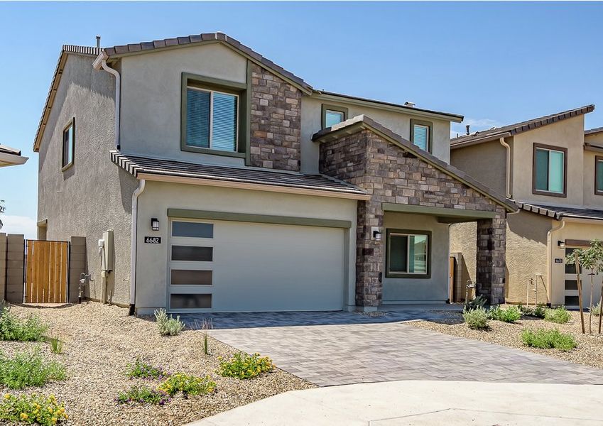 Street view of two-story Somerton floor plan exterior in Mayfield