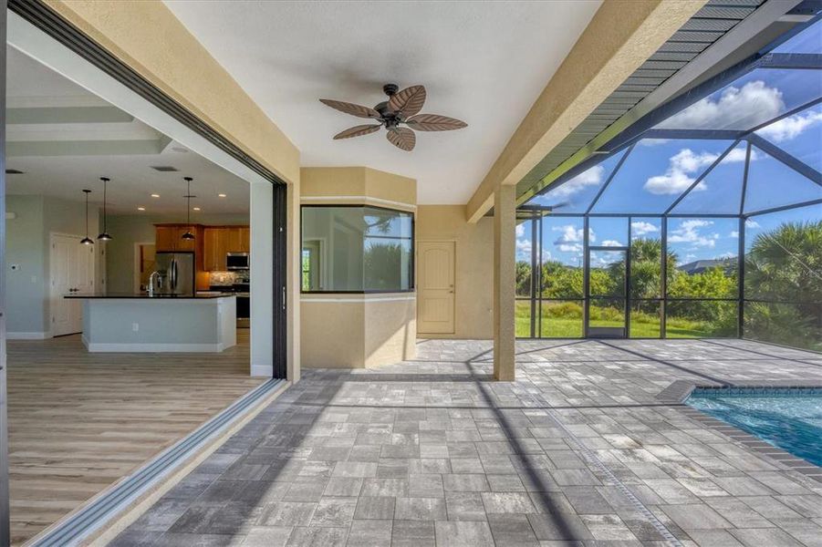 Large Paver Patio with Ceiling Fans