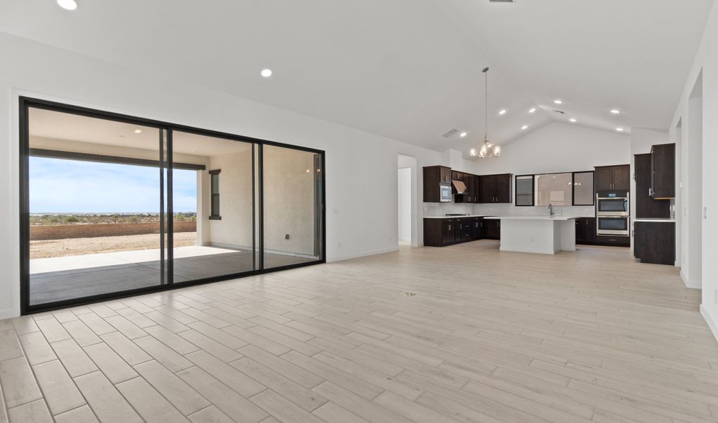 Great room with multi-slide door to covered patio Great room with multi-slide door to covered patio