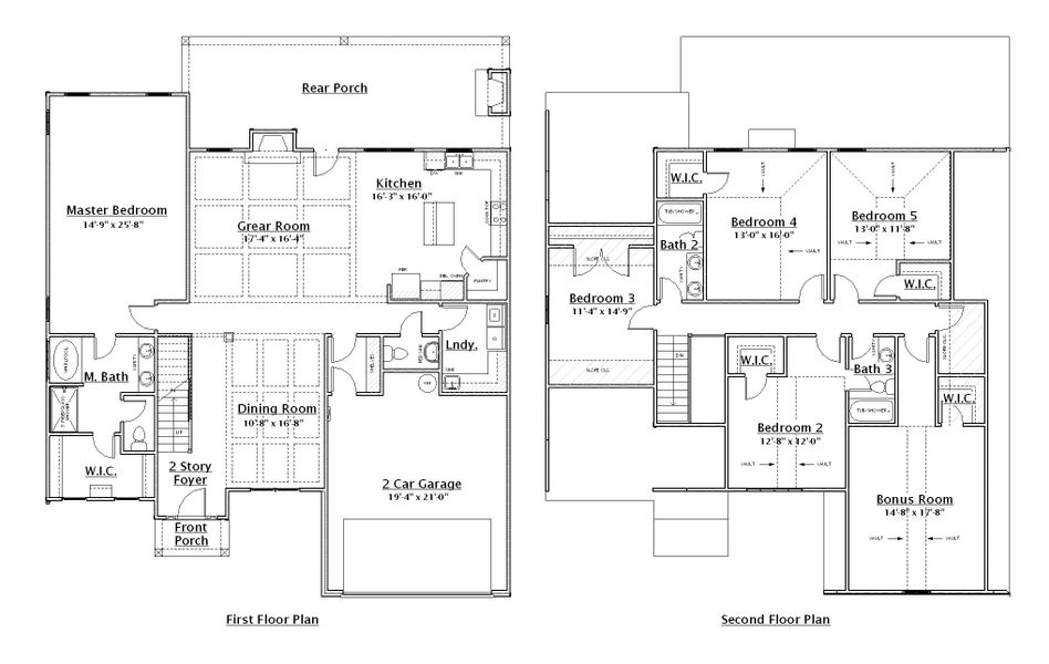 2D floor plan layout for the Pawley by Designer Homes of Georgia in Austin Heights, North Augusta, SC (Image 2).