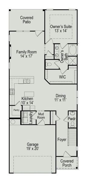 2D floor plan layout of this home in Trails at Woodhaven Lakes, La Marque, TX (Image 3).