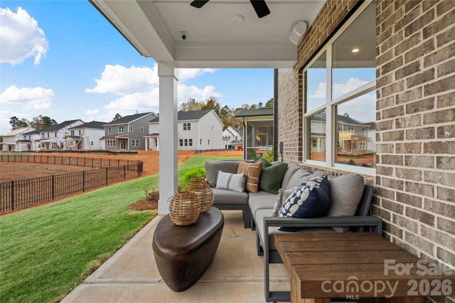 Covered and private, perfect for morning coffees or cozy nights. Covered and private, perfect for morning coffees or cozy nights.