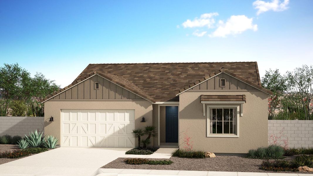 Representative exterior photo of a completed home built from the Alani by Risewell Homes in Harvest at Citrus Park, Goodyear, AZ (Image 4).