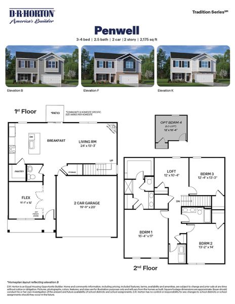 2D floor plan layout for the Plan by D.R. Horton in Olive Branch, Clayton, NC (Image 3).