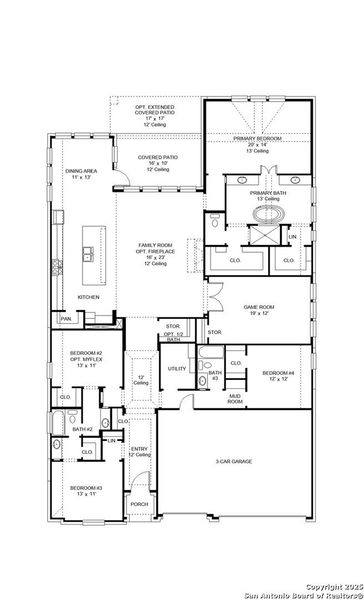 2D floor plan layout of this home in Esperanza 60', Boerne, TX (Image 3).