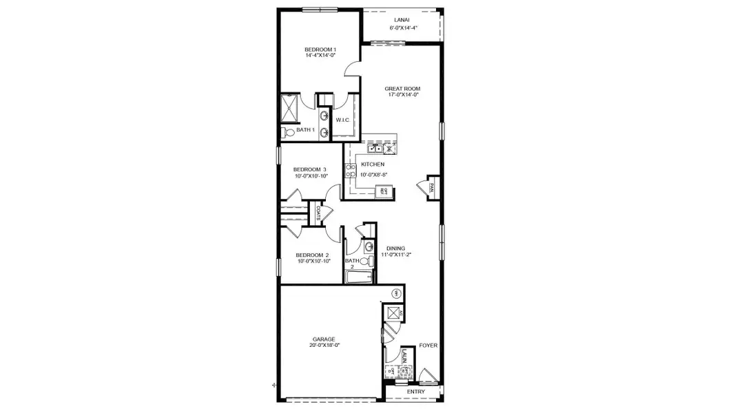 2D floor plan layout of this home in Angeline, Land O' Lakes, FL (Image 3).