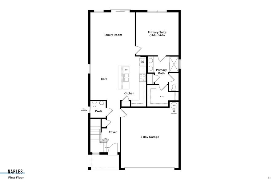 2D floor plan layout for the Naples by DRB Homes in Hamilton Bluff, Haines City, FL (Image 3).