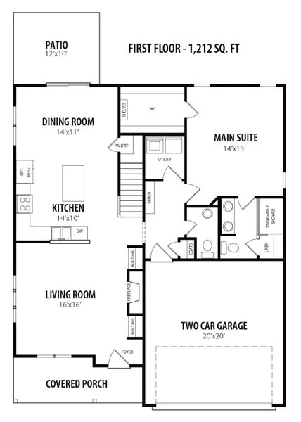 2D floor plan layout for the Els by RiverWILD Homes in Riverwood Ranch, Clayton, NC (Image 5).