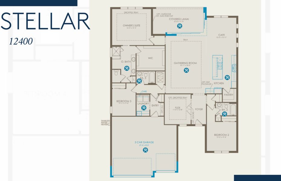 2D floor plan layout of this home in Costa Pointe, Vero Beach, FL (Image 2).