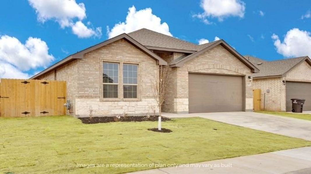 Front exterior of a new home in Homestead at Parks Bell Ranch, Odessa, TX, highlighting curb appeal (Image 2). Front exterior of a new home in Homestead at Parks Bell Ranch, Odessa, TX, highlighting curb appeal (Image 2).