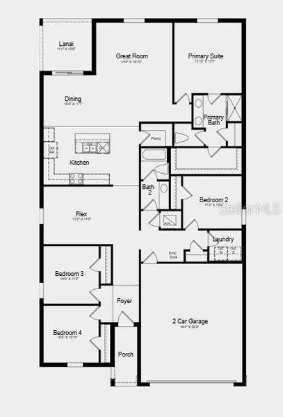 2D floor plan layout of this home in Waterstone, Groveland, FL (Image 2). 2D floor plan layout of this home in Waterstone, Groveland, FL (Image 2).