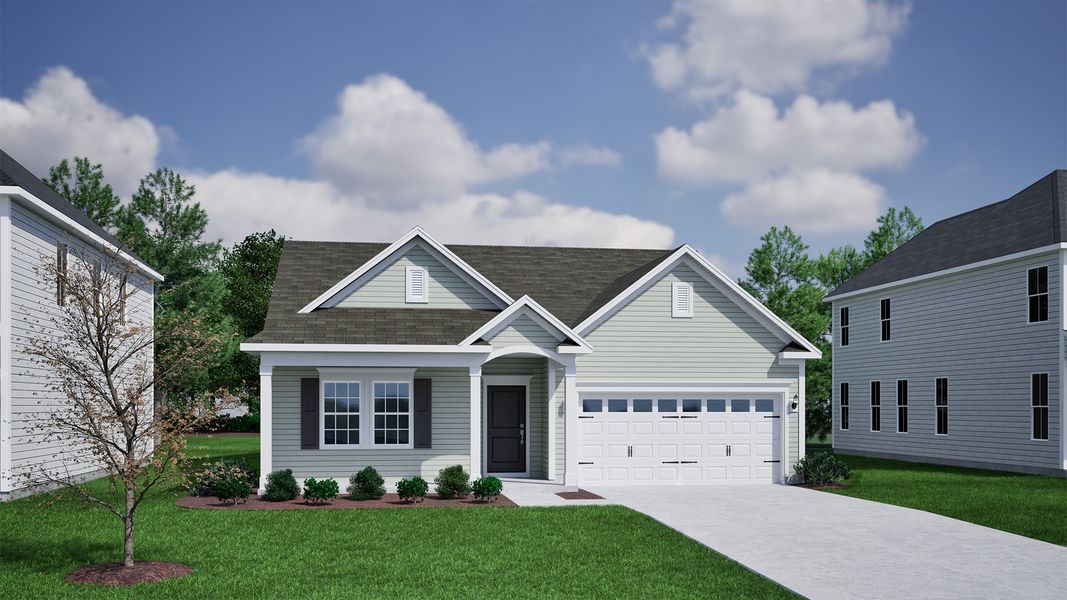 Representative exterior photo of a completed home built from the Bates II - Vanguard Collection by Mungo Homes in Scotts Hill Village, Wilmington, NC (Image 11).