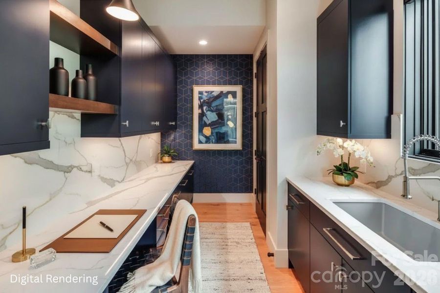 Mud Room. Digital Rendering.  Final design, finishes, and details may vary.