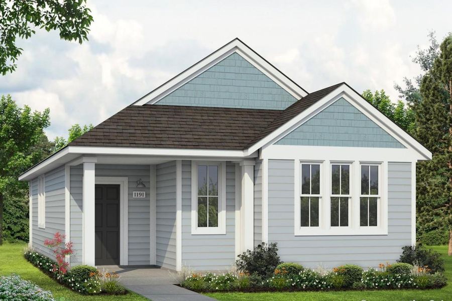 Front exterior of a new home in Harvest Ridge, Elgin, TX, highlighting curb appeal (Image 1). Front exterior of a new home in Harvest Ridge, Elgin, TX, highlighting curb appeal (Image 1).