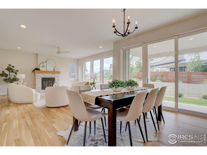 Dining space can open up to the outside